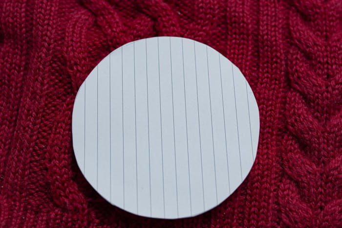 circle template for creative mending wool jumper